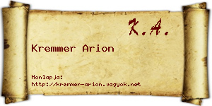 Kremmer Arion névjegykártya